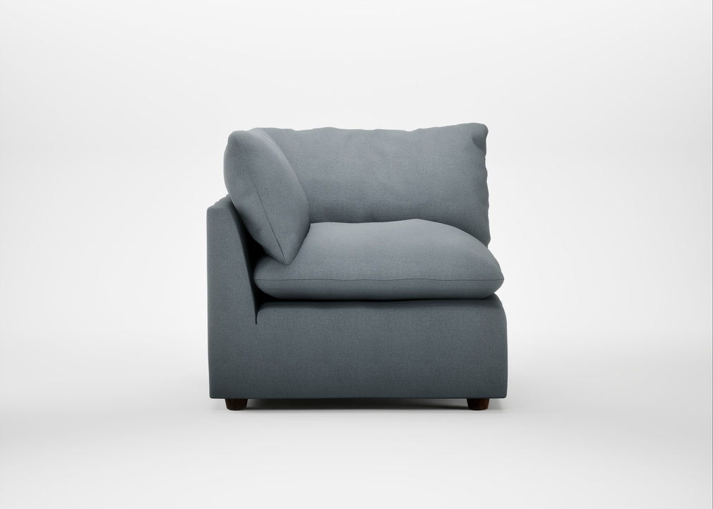Astrid Corner Unit Capelo Linen-Cotton Mineral / Walnut Stained Beech