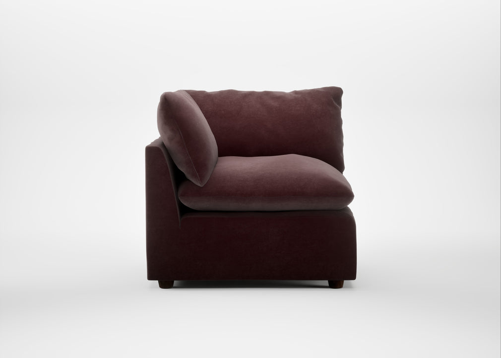 Astrid Corner Unit Smart Luxe Velvet Acorn / Walnut Stained Beech