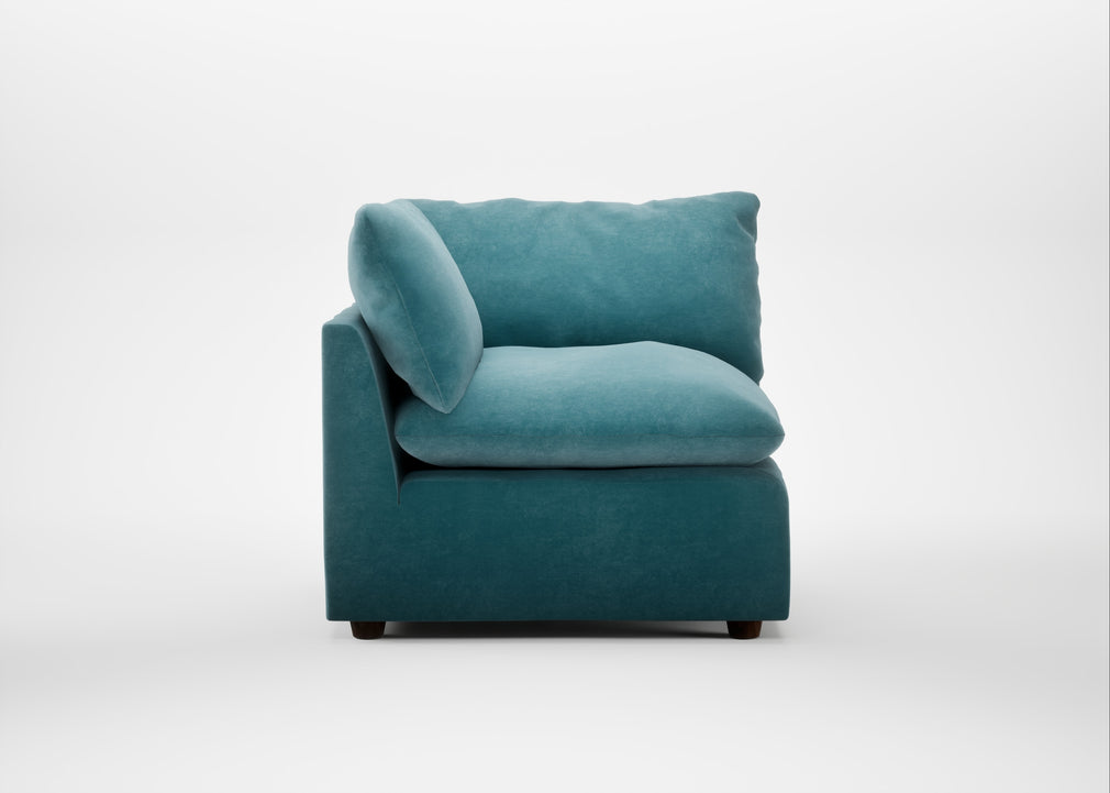 Astrid Corner Unit Smart Luxe Velvet Airforce Blue / Walnut Stained Beech