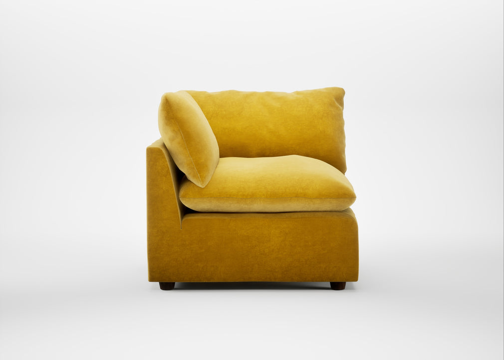 Astrid Corner Unit Smart Luxe Velvet Canary / Walnut Stained Beech