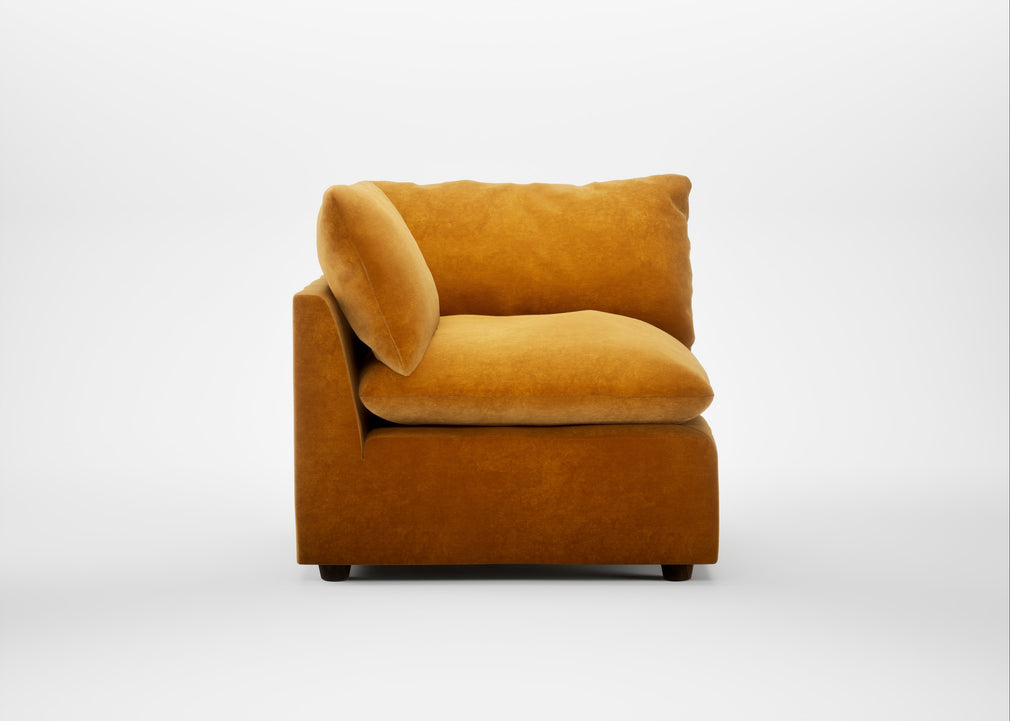 Astrid Corner Unit Smart Luxe Velvet Cognac / Walnut Stained Beech
