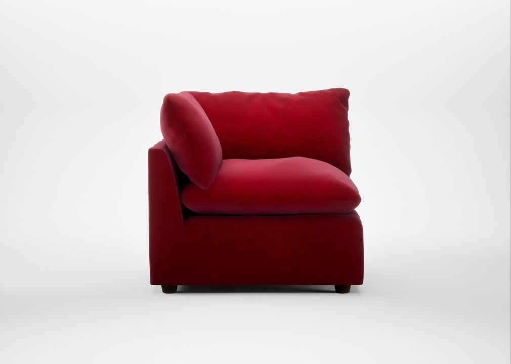 Astrid Corner Unit Smart Luxe Velvet Mulberry / Walnut Stained Beech