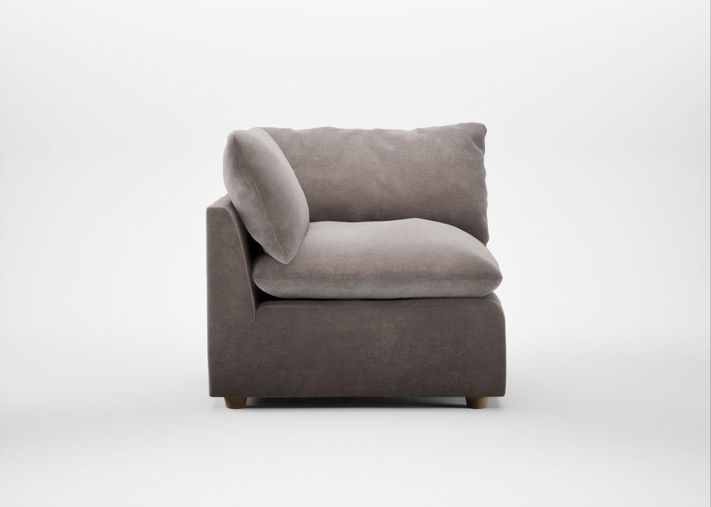 Astrid Corner Unit Smart Luxe Velvet Mushroom / Natural Beech