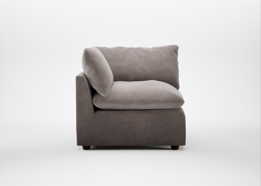 Astrid Corner Unit Smart Luxe Velvet Mushroom / Walnut Stained Beech