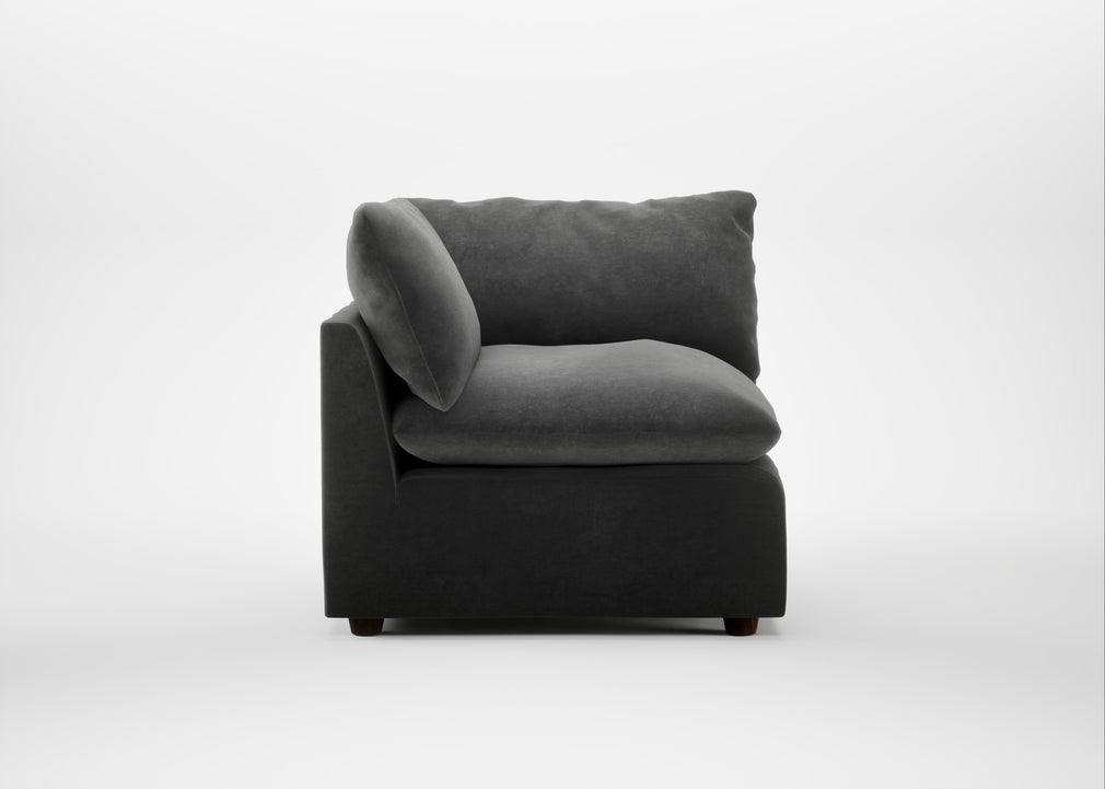 Astrid Corner Unit Smart Luxe Velvet Nickel / Walnut Stained Beech