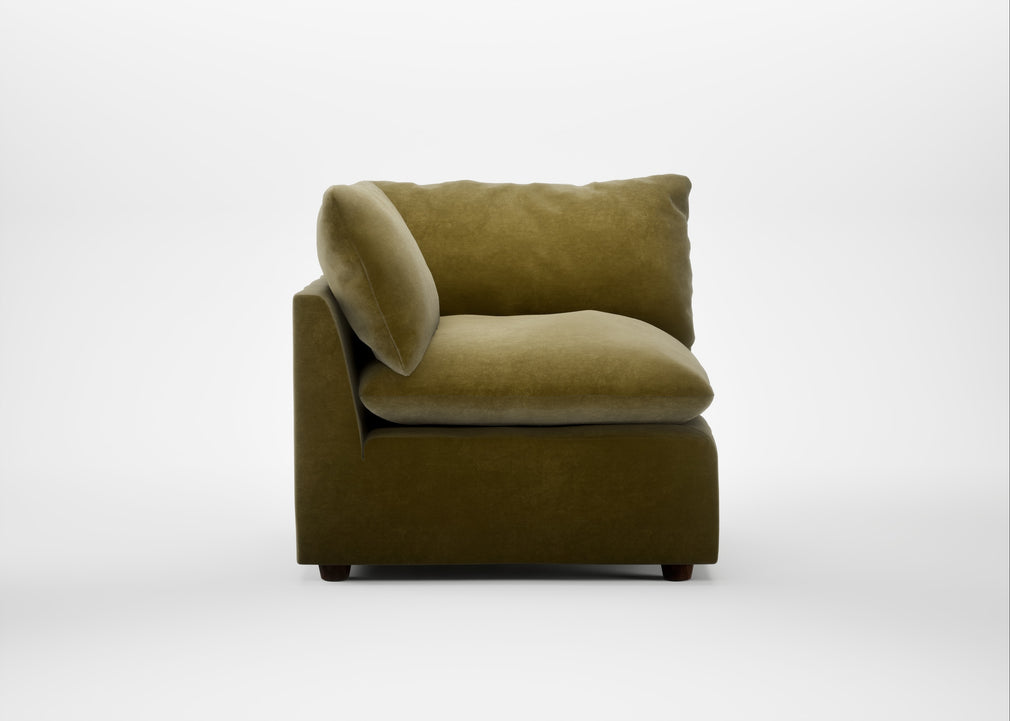 Astrid Corner Unit Smart Luxe Velvet Peridot / Walnut Stained Beech