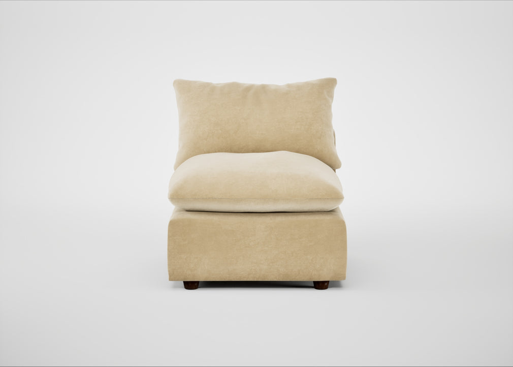 Astrid Single Unit Smart Luxe Velvet Biscuit / Walnut Stained Beech