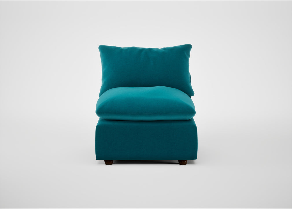 Astrid Single Unit Cotton Velvet Teal / Walnut Stained Beech