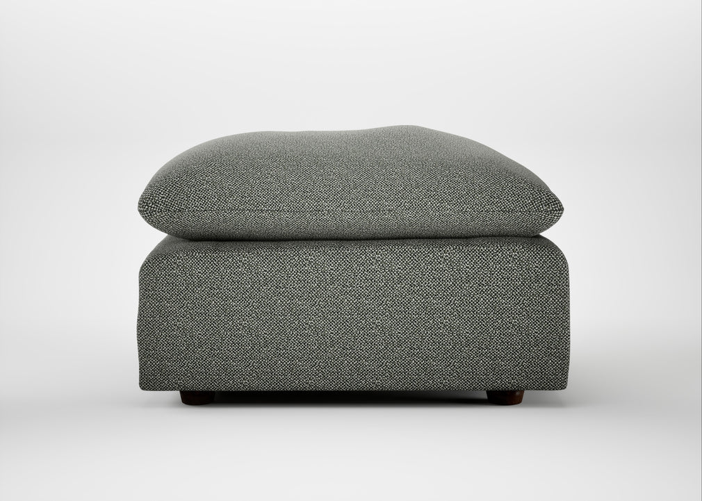 Astrid Ottoman Boucle Tweed Lapis / Walnut Stained Beech