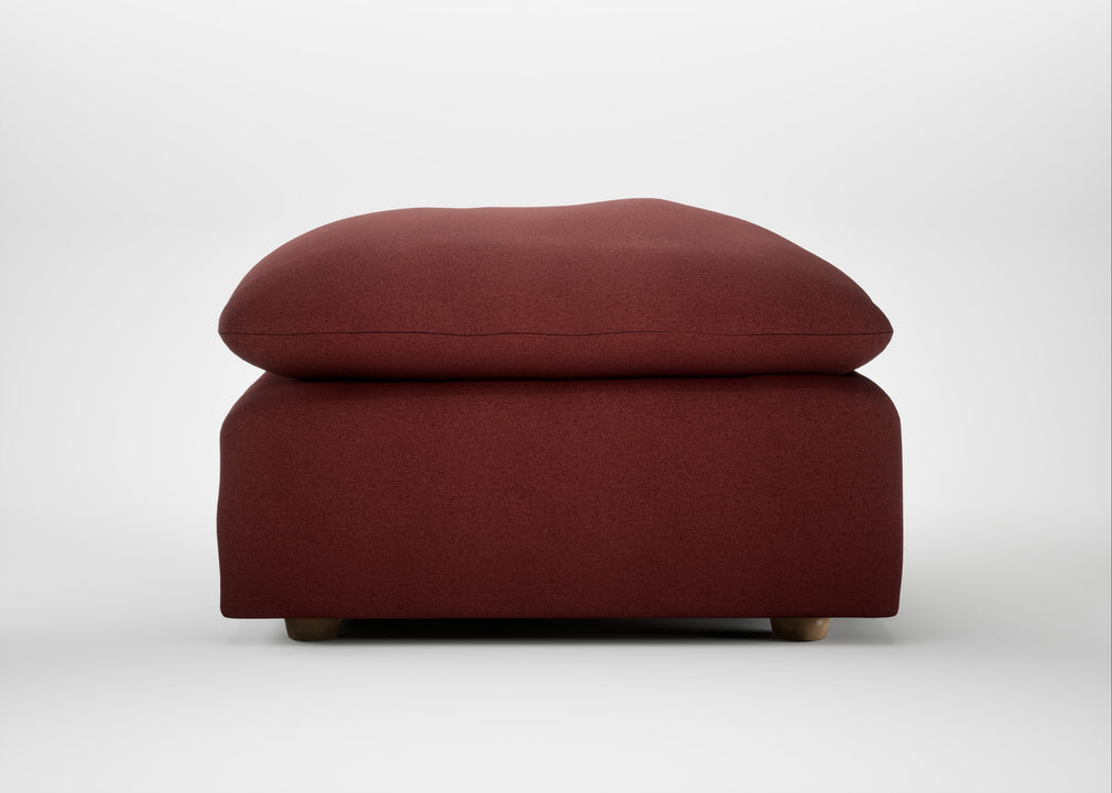 Astrid Ottoman Capelo Linen-Cotton Etruscan Red / Natural Beech