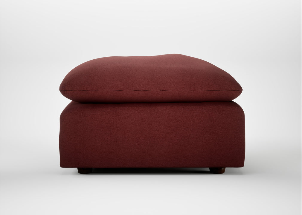 Astrid Ottoman Capelo Linen-Cotton Etruscan Red / Walnut Stained Beech