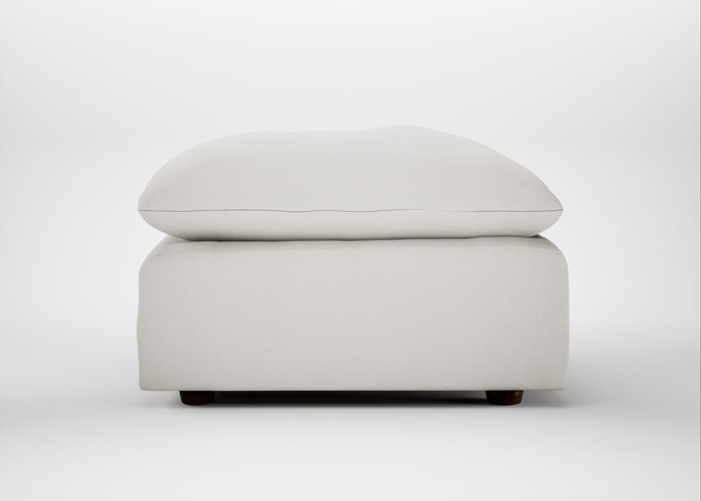 Astrid Ottoman Capelo Linen-Cotton Sea Salt / Walnut Stained Beech