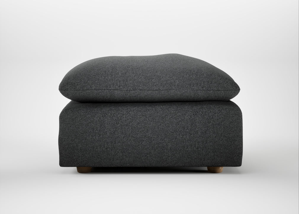 Astrid Ottoman Melton Wool Granite / Natural Beech