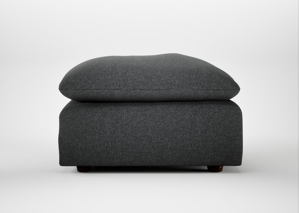 Astrid Ottoman Melton Wool Granite / Walnut Stained Beech
