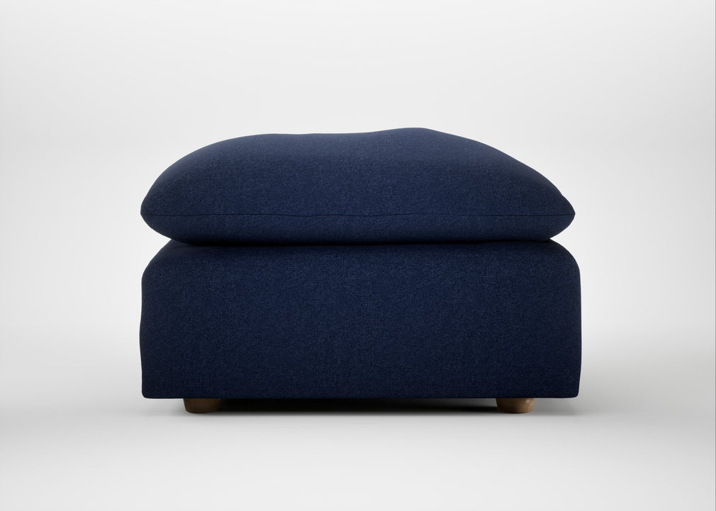 Astrid Ottoman Melton Wool New Navy / Natural Beech