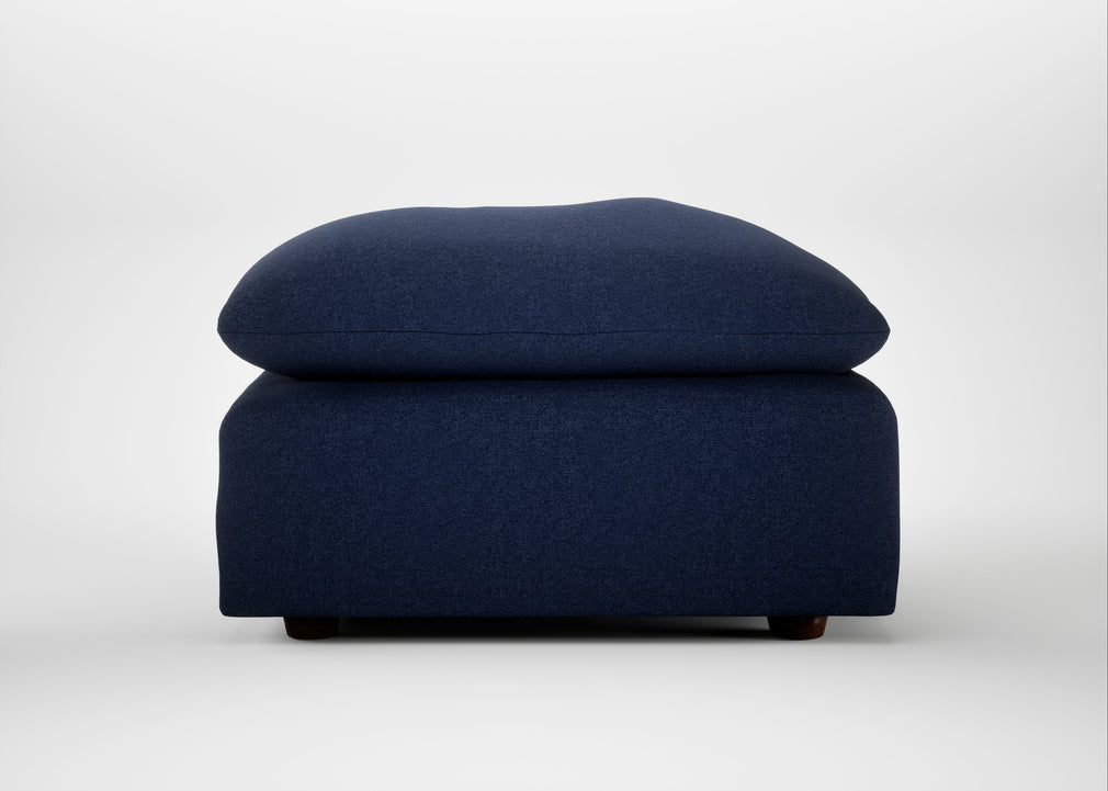 Astrid Ottoman Melton Wool New Navy / Walnut Stained Beech