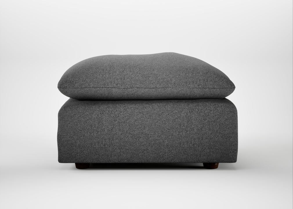 Astrid Ottoman Melton Wool Shale / Walnut Stained Beech