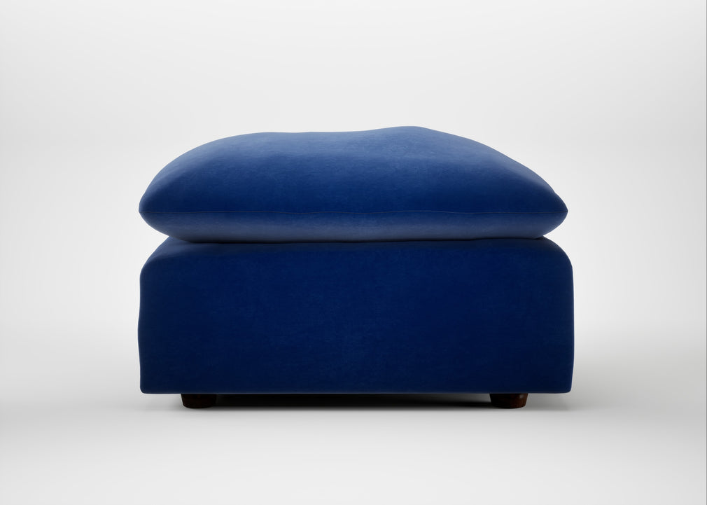 Astrid Ottoman Smart Luxe Velvet Azure / Walnut Stained Beech