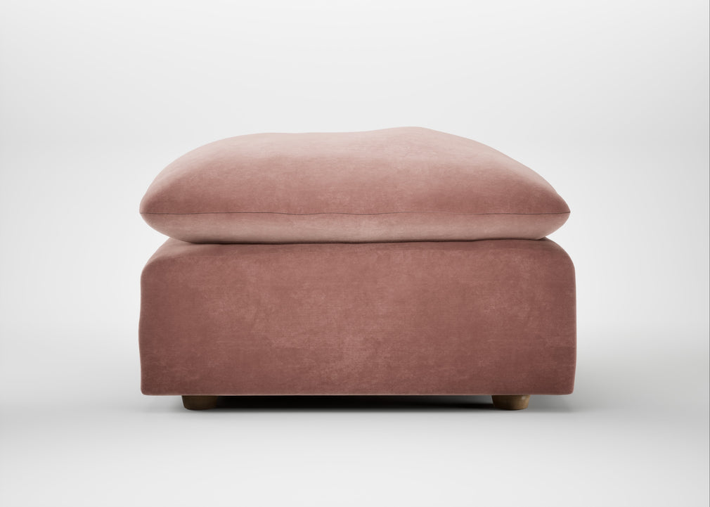 Astrid Ottoman Smart Luxe Velvet Dusky Pink / Natural Beech