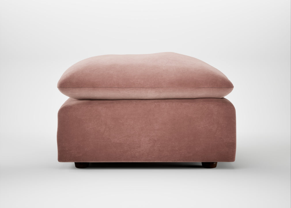 Astrid Ottoman Smart Luxe Velvet Dusky Pink / Walnut Stained Beech