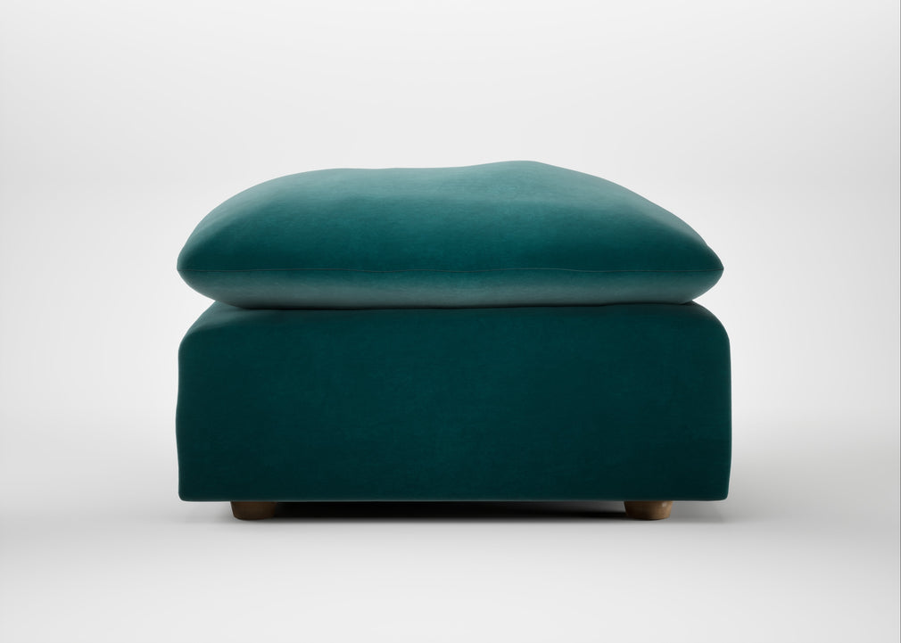 Astrid Ottoman Smart Luxe Velvet Ocean Green / Natural Beech