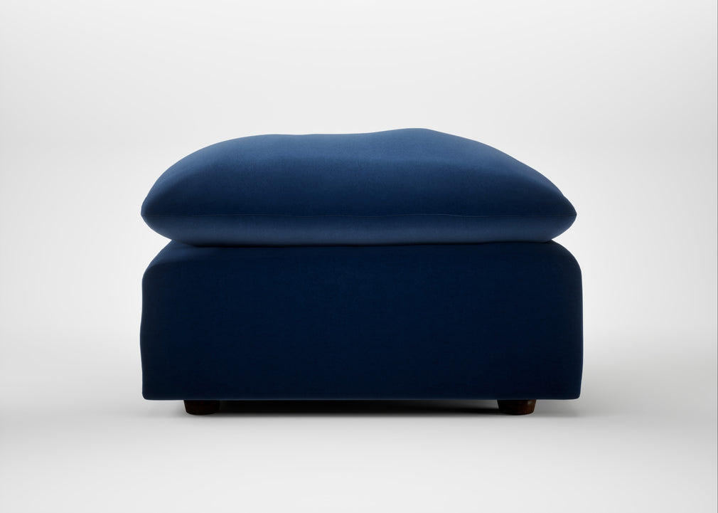 Astrid Ottoman Cotton Velvet Midnight / Walnut Stained Beech
