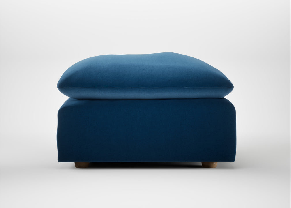 Astrid Ottoman Cotton Velvet Petrol / Natural Beech
