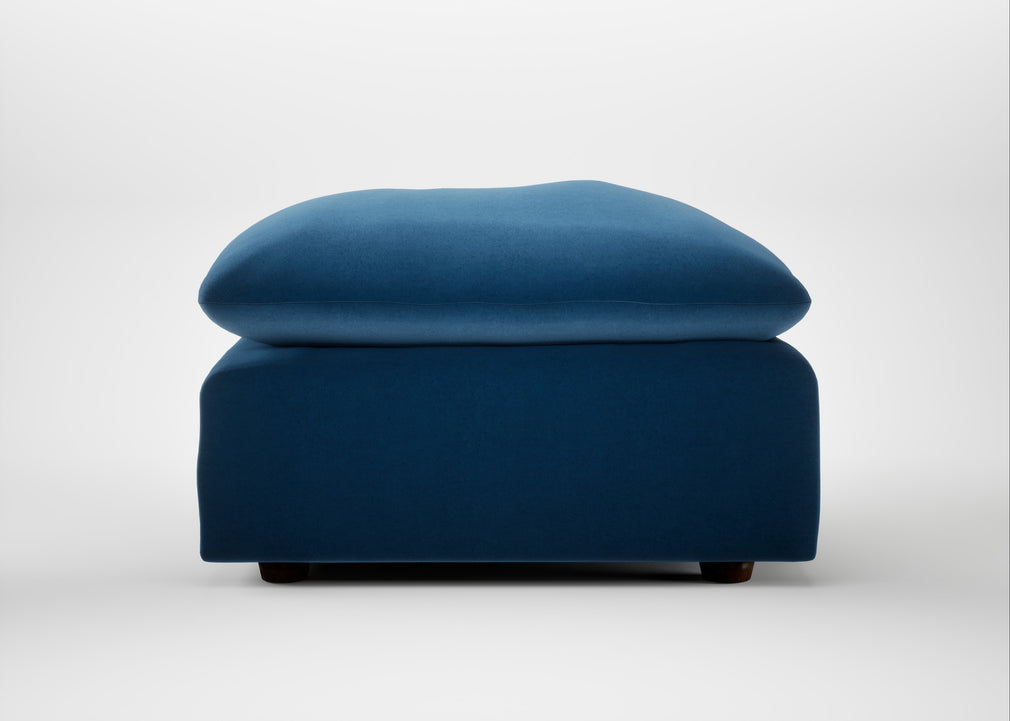 Astrid Ottoman Cotton Velvet Petrol / Walnut Stained Beech