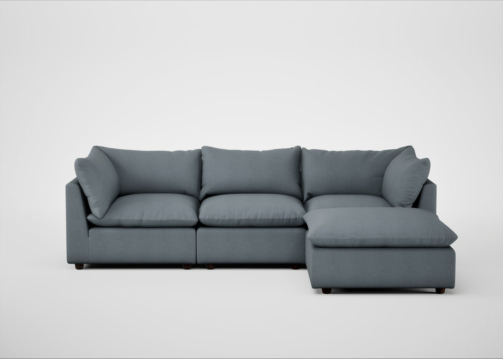 Astrid Right Hand Facing Corner Chaise Sofa Capelo Linen-Cotton Mineral / Walnut Stained Beech