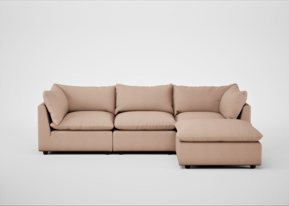 Astrid Right Hand Facing Corner Chaise Sofa Capelo Linen-Cotton Rosedale / Walnut Stained Beech