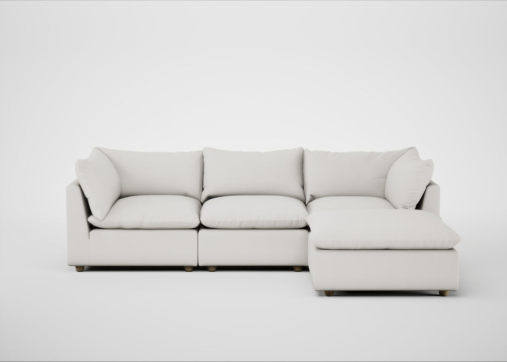 Astrid Right Hand Facing Corner Chaise Sofa Capelo Linen-Cotton Sea Salt / Natural Beech