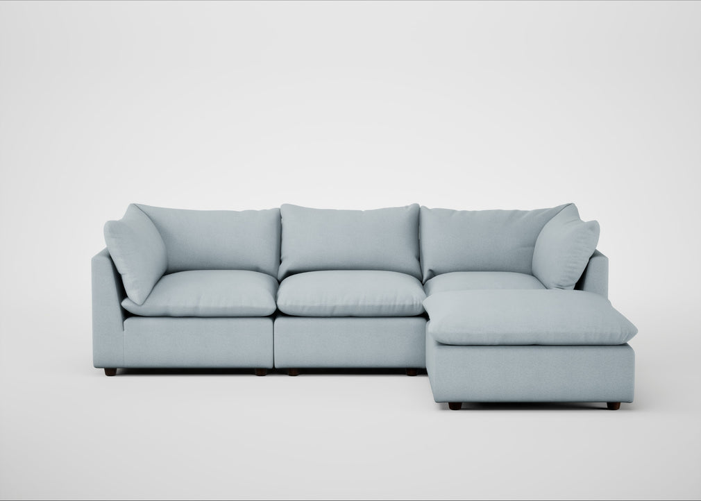 Astrid Right Hand Facing Corner Chaise Sofa Capelo Linen-Cotton Sea Shanty / Walnut Stained Beech