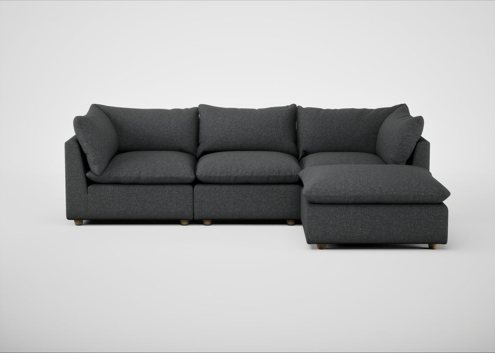 Astrid Right Hand Facing Corner Chaise Sofa Melton Wool Granite / Natural Beech