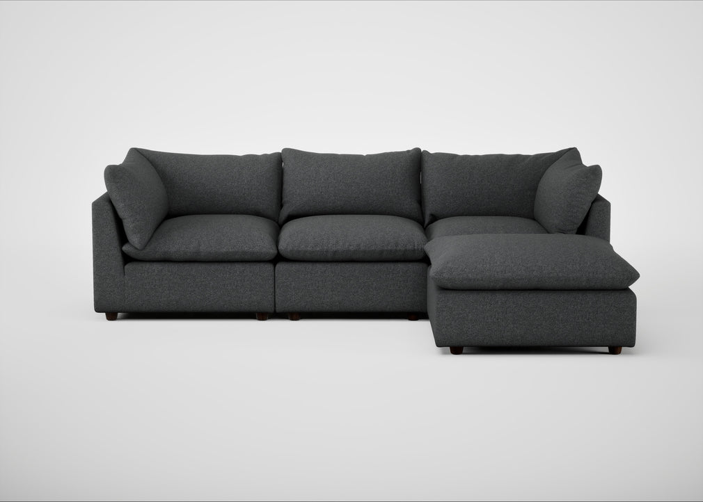 Astrid Right Hand Facing Corner Chaise Sofa Melton Wool Granite / Walnut Stained Beech