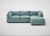 Astrid Right Hand Facing Corner Chaise Sofa Smart Luxe Velvet Mineral Blue / Natural Beech