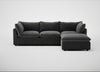 Astrid Right Hand Facing Corner Chaise Sofa Smart Luxe Velvet Nickel / Walnut Stained Beech