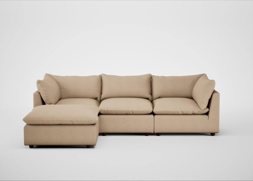 Astrid Left Hand Facing Corner Chaise Sofa Capelo Linen-Cotton Bamboo / Walnut Stained Beech