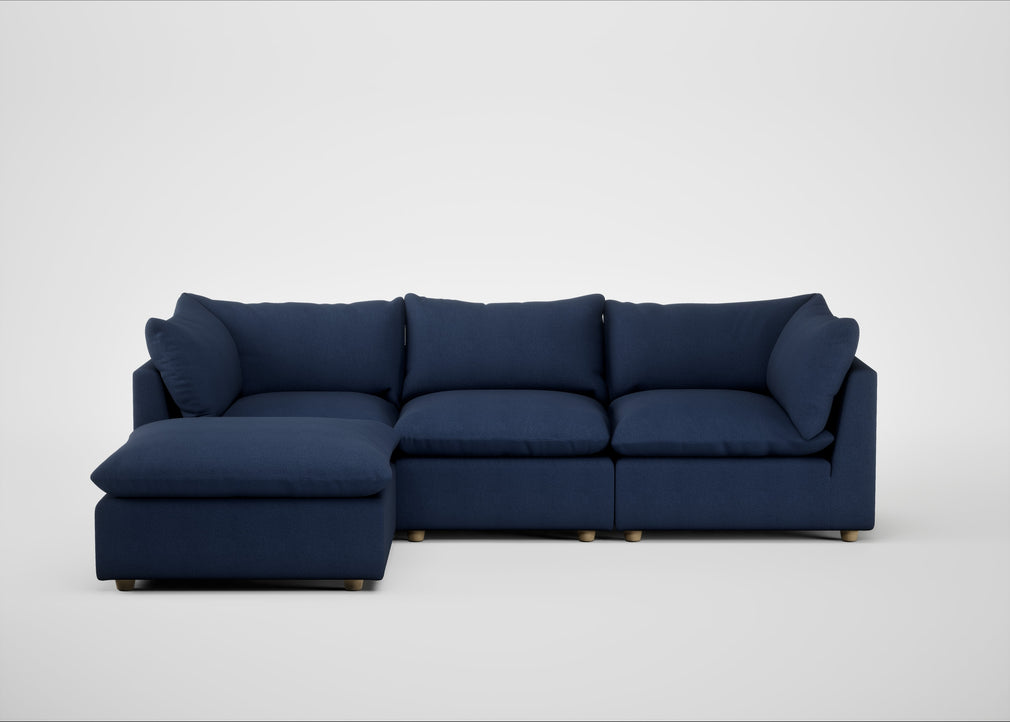 Astrid Left Hand Facing Corner Chaise Sofa Capelo Linen-Cotton Inkspot / Natural Beech