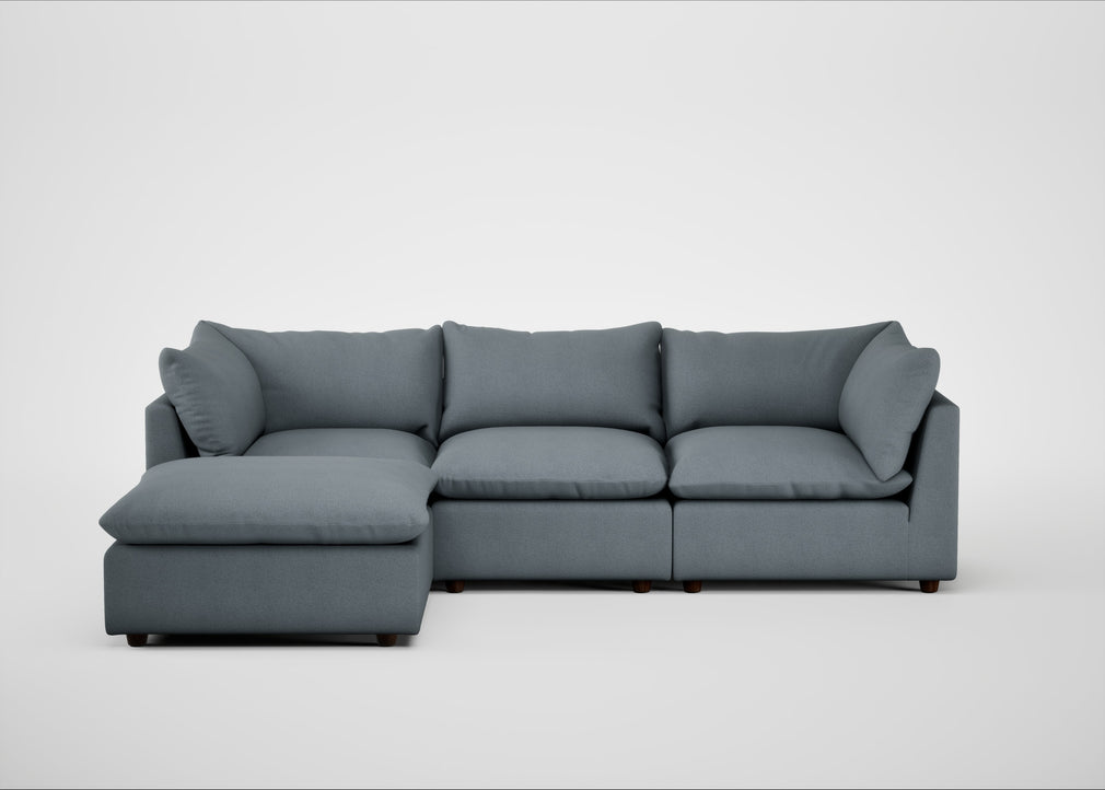 Astrid Left Hand Facing Corner Chaise Sofa Capelo Linen-Cotton Mineral / Walnut Stained Beech