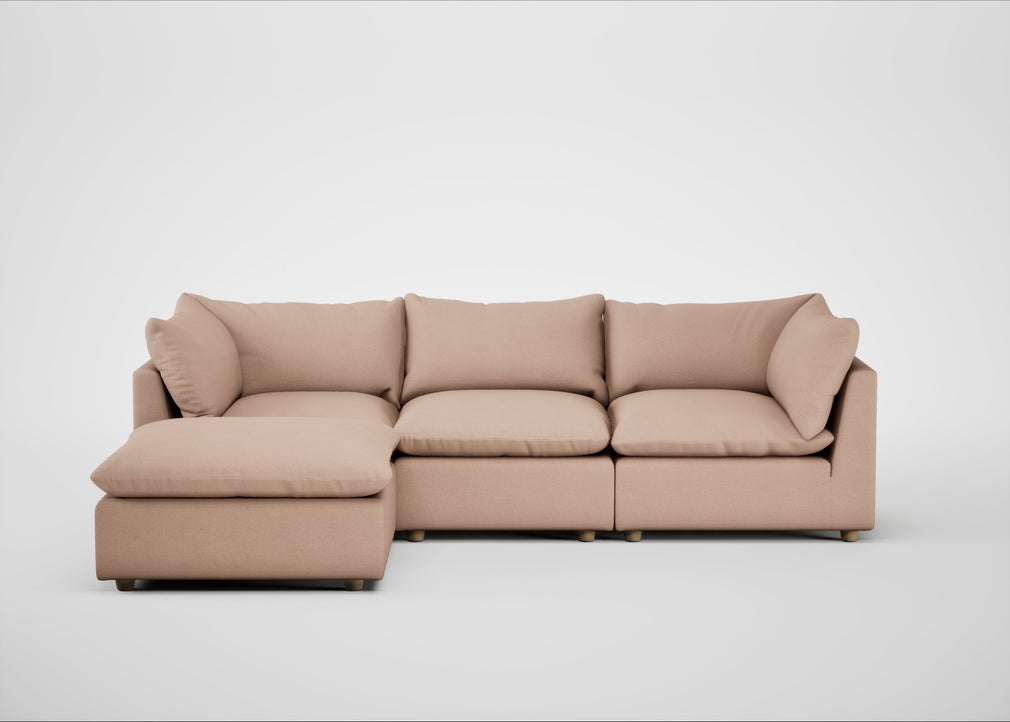 Astrid Left Hand Facing Corner Chaise Sofa Capelo Linen-Cotton Rosedale / Natural Beech