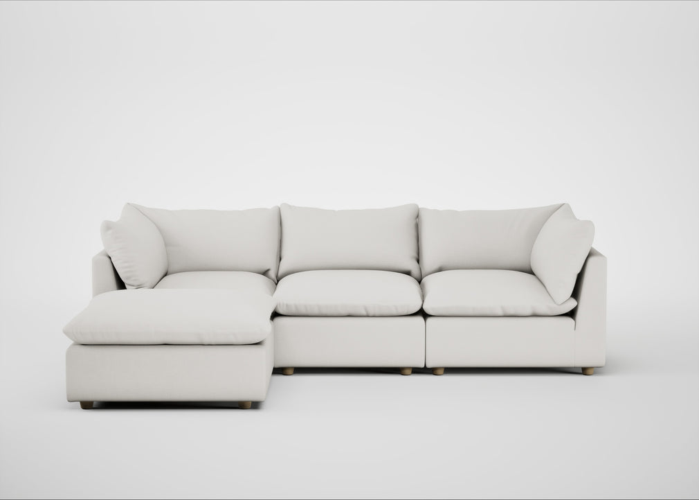 Astrid Left Hand Facing Corner Chaise Sofa Capelo Linen-Cotton Sea Salt / Natural Beech