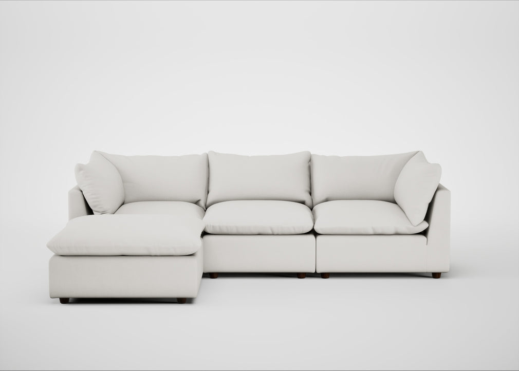 Astrid Left Hand Facing Corner Chaise Sofa Capelo Linen-Cotton Sea Salt / Walnut Stained Beech