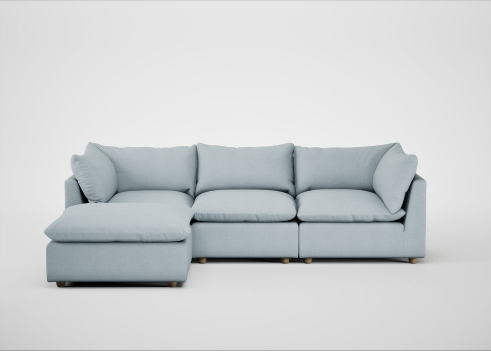 Astrid Left Hand Facing Corner Chaise Sofa Capelo Linen-Cotton Sea Shanty / Natural Beech