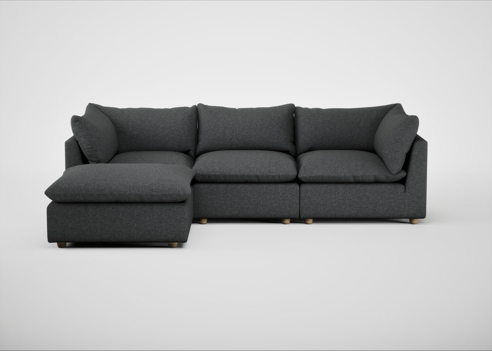 Astrid Left Hand Facing Corner Chaise Sofa Melton Wool Granite / Natural Beech