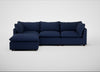 Astrid Left Hand Facing Corner Chaise Sofa Melton Wool New Navy / Walnut Stained Beech