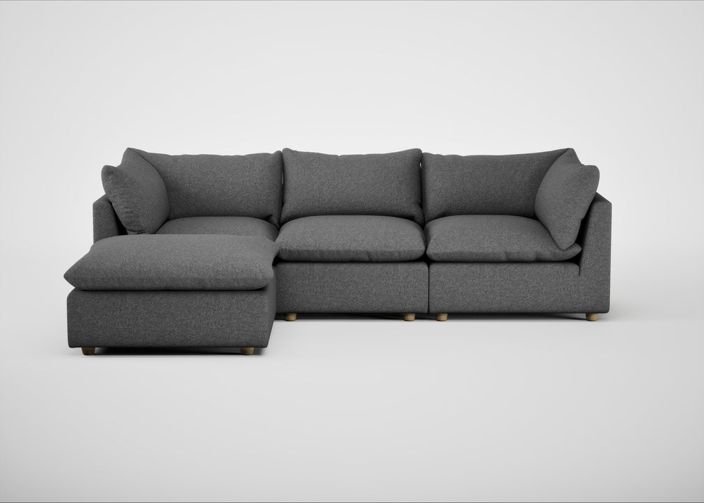 Astrid Left Hand Facing Corner Chaise Sofa Melton Wool Shale / Natural Beech