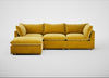 Astrid Left Hand Facing Corner Chaise Sofa Smart Luxe Velvet Canary / Natural Beech