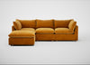 Astrid Left Hand Facing Corner Chaise Sofa Smart Luxe Velvet Cognac / Natural Beech