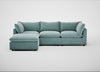 Astrid Left Hand Facing Corner Chaise Sofa Smart Luxe Velvet Mineral Blue / Walnut Stained Beech