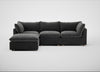 Astrid Left Hand Facing Corner Chaise Sofa Smart Luxe Velvet Nickel / Natural Beech